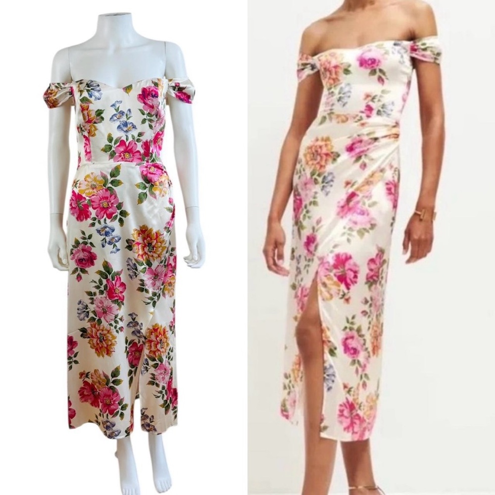 Reformation Pink Floral Midi Dress